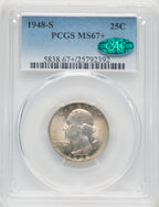 1948-S 25C CAC Washington Quarter PCGS MS67+