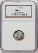 1953-D 10C FB Roosevelt Dime NGC MS68