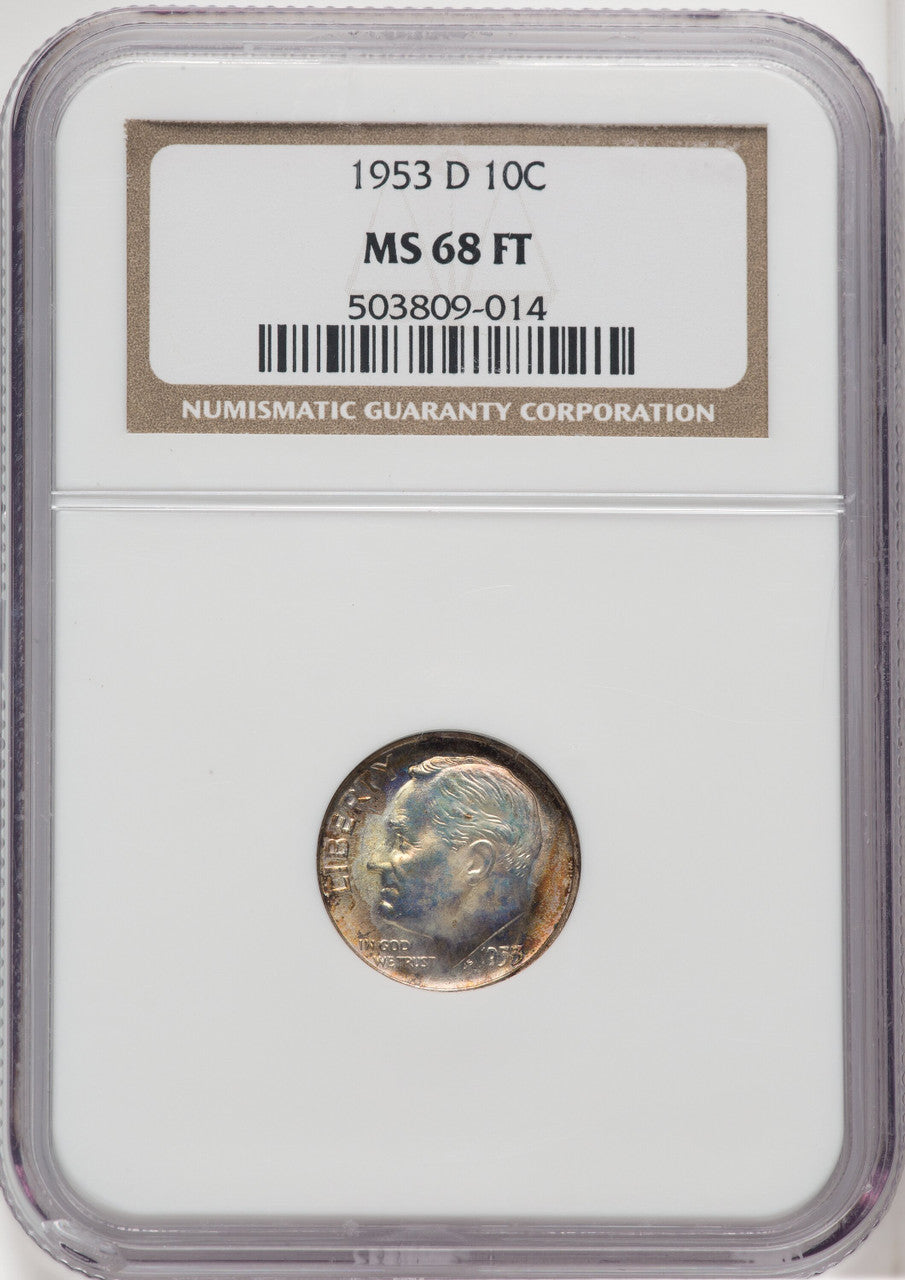 1953-D 10C FB Roosevelt Dime NGC MS68
