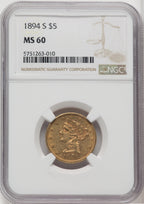 1894-S $5 Liberty Half Eagle NGC MS60