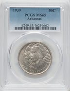 1939 50C Arkansas Commemorative Silver PCGS MS65
