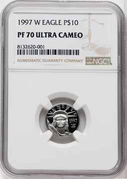 1997-W $10 Tenth-Ounce Platinum Brown Label NGC PF70
