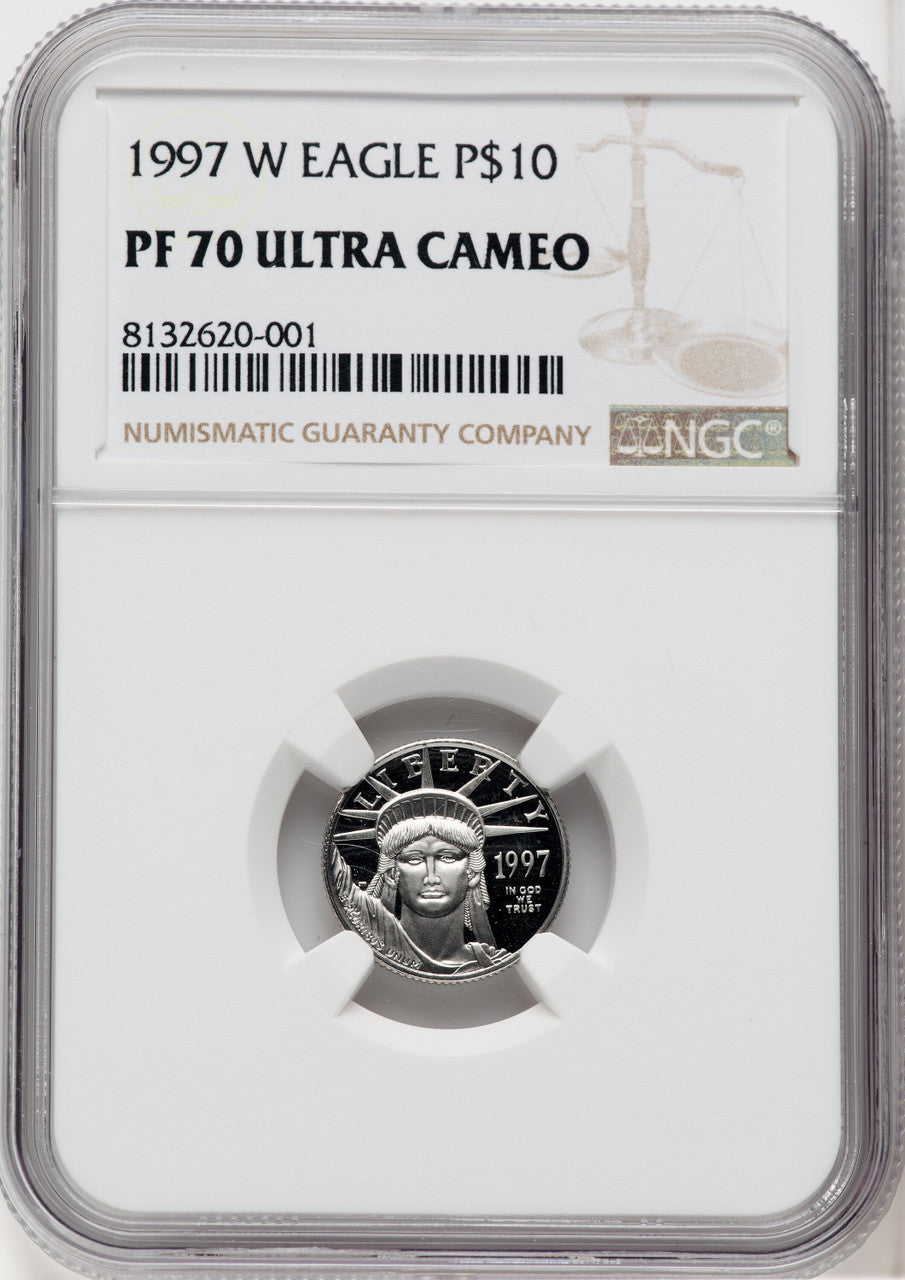1997-W $10 Tenth-Ounce Platinum Brown Label NGC PF70