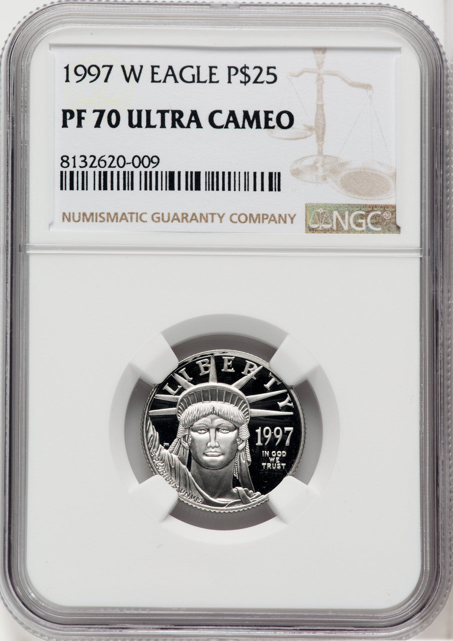 1997-W $25 Quarter-Ounce Platinum Eagle Statue of Liberty Brown Label NGC PF70