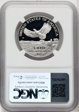 2000-W $100 One-Ounce Platinum Eagle Statue of Liberty Brown Label NGC PF70