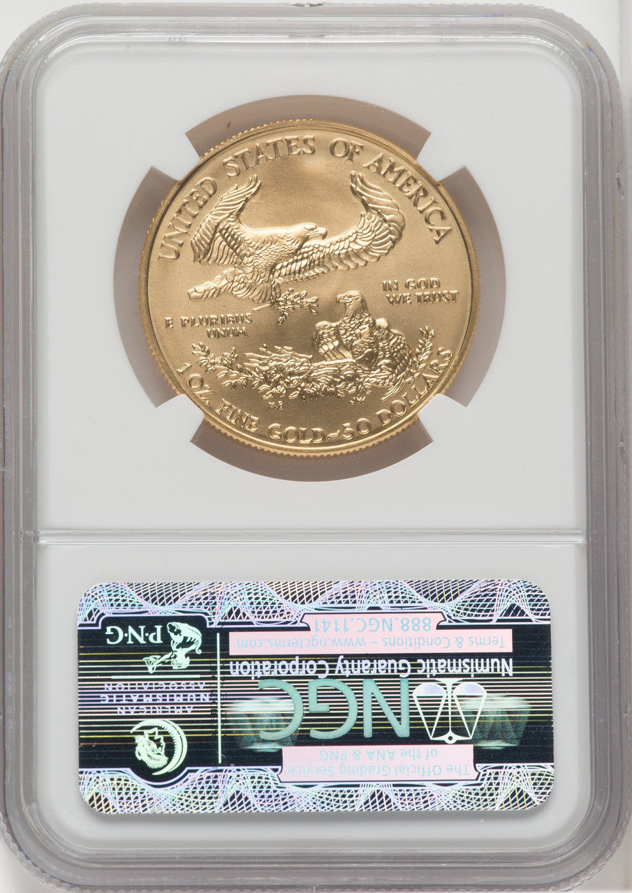 2006-W $50 One-Ounce Gold Eagle 20th Anniversary Brown Label NGC MS70