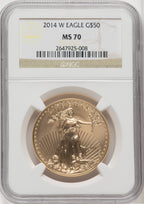 2014-W $50 One-Ounce Gold Eagle Brown Label NGC MS70