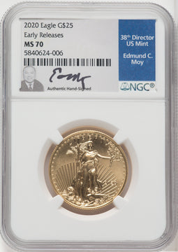 2020 $25 Half-Ounce Gold Eagle First Strike NGC MS70 Moy