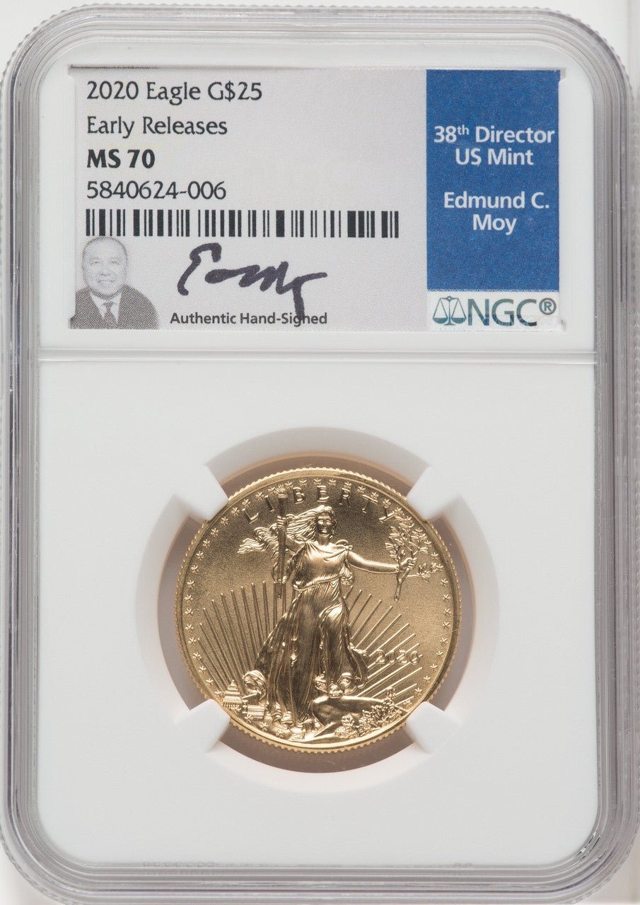 2020 $25 Half-Ounce Gold Eagle First Strike NGC MS70 Moy