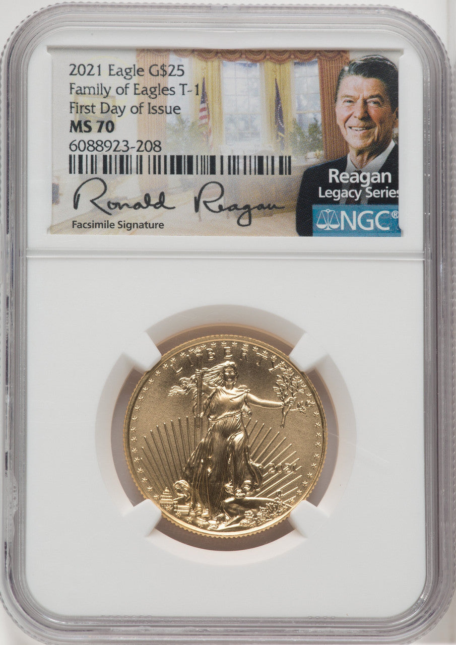 2021 $25 Half-Ounce Gold Eagle Type One First Day of Issue NGC MS70