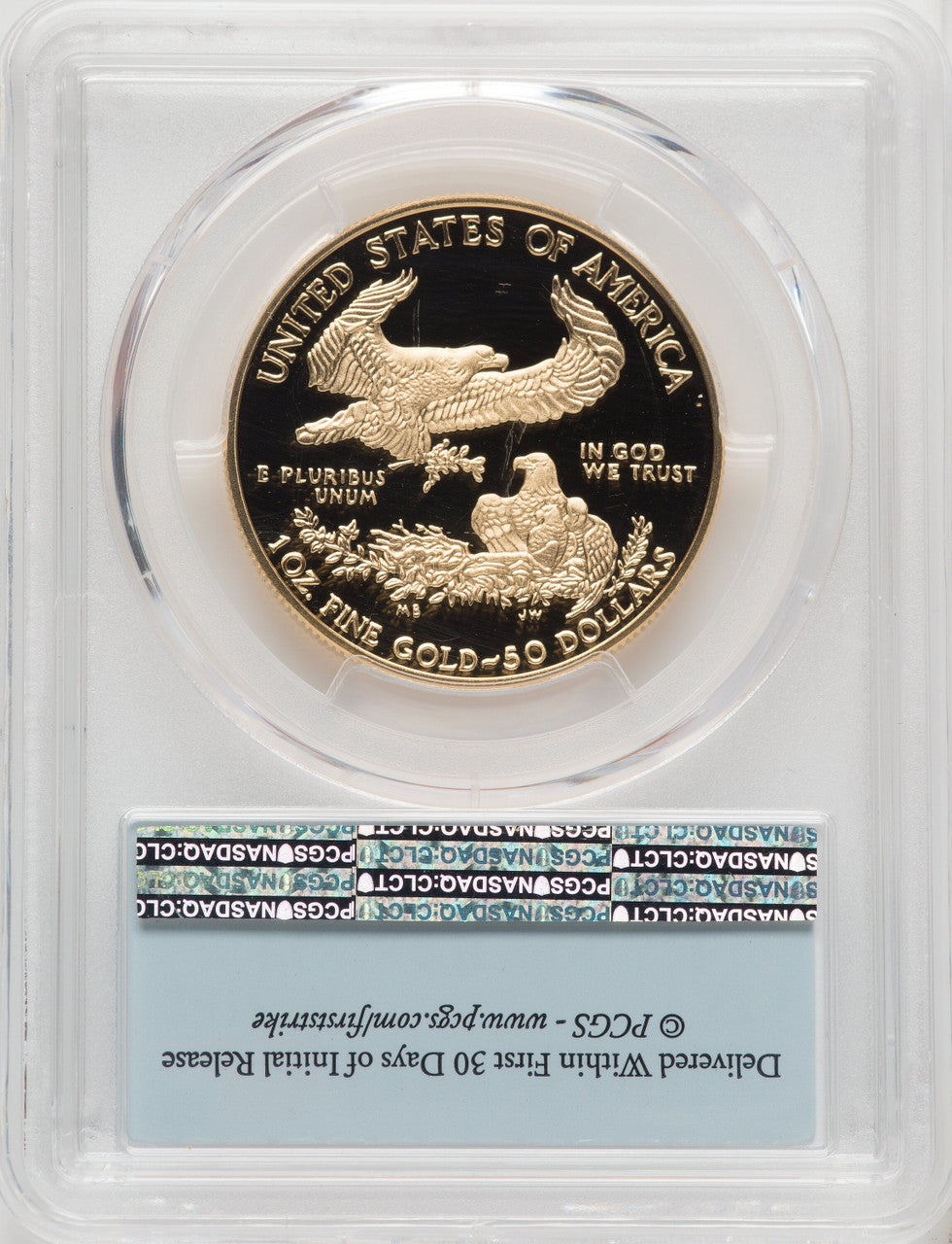 2018-W $50 One Ounce Gold Eagle First Strike Mike Castle PCGS PR70