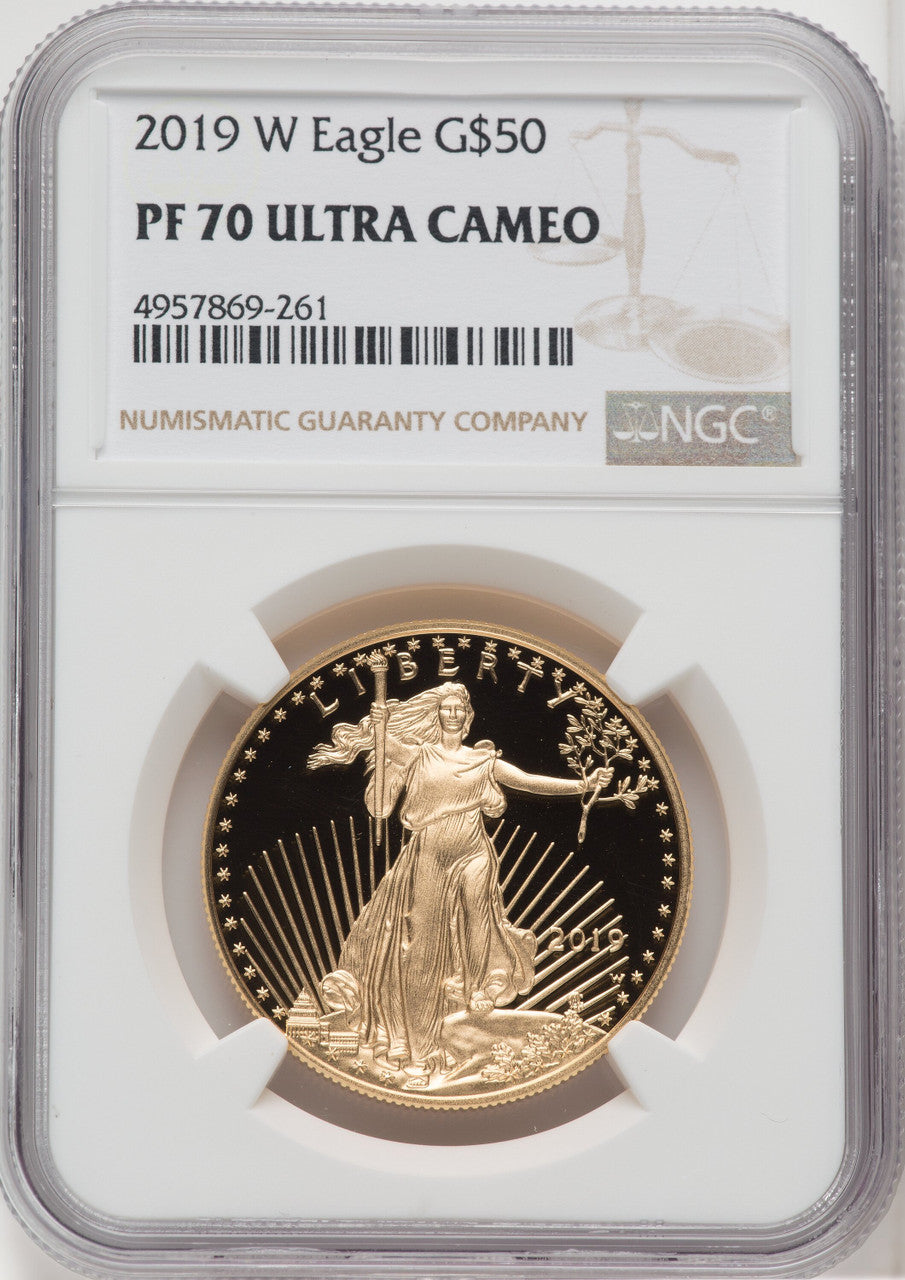 2019-W $50 One-Ounce Gold Eagle Brown Label NGC PF70