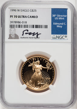1996-W $25 Half-Ounce Gold Eagle NGC PF70 Ed Moy
