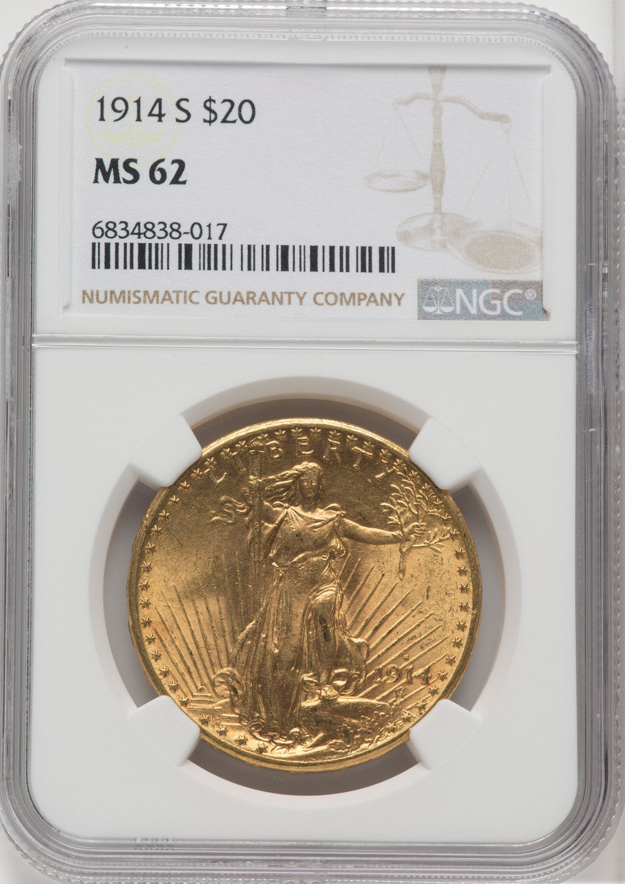 1914-S $20 Saint-Gaudens Double Eagle NGC MS62 (765456059)