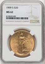 1909-S $20 Saint-Gaudens Double Eagle NGC MS62 (173900092)