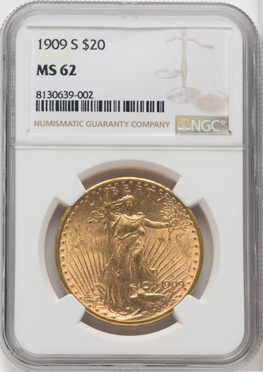 1909-S $20 Saint-Gaudens Double Eagle NGC MS62 (173900092)