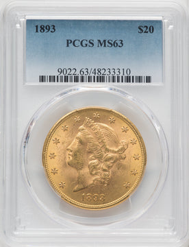 1893 $20 Liberty Double Eagle PCGS MS63 (171391044)