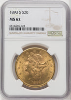 1893-S $20 Liberty Double Eagle NGC MS62
