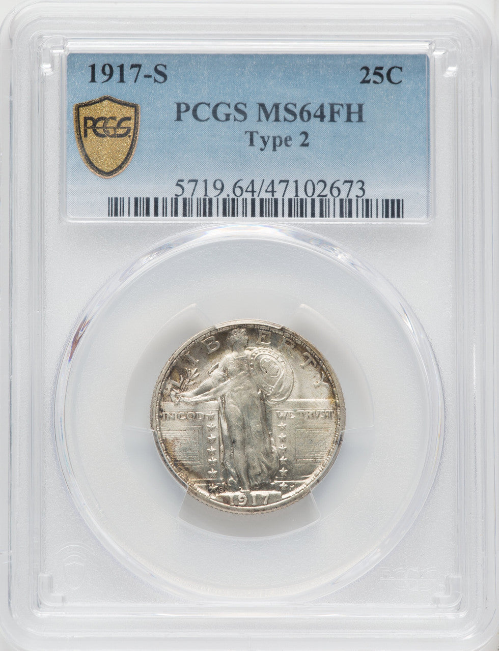 1917-S Type Two FH Standing Liberty Quarter PCGS MS64