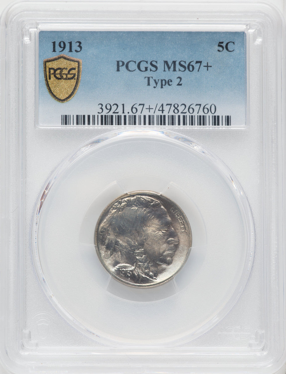 1913 Type Two Buffalo Nickel PCGS MS67+