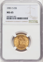 1901-S $5 Liberty Half Eagle NGC MS65 (763101003)
