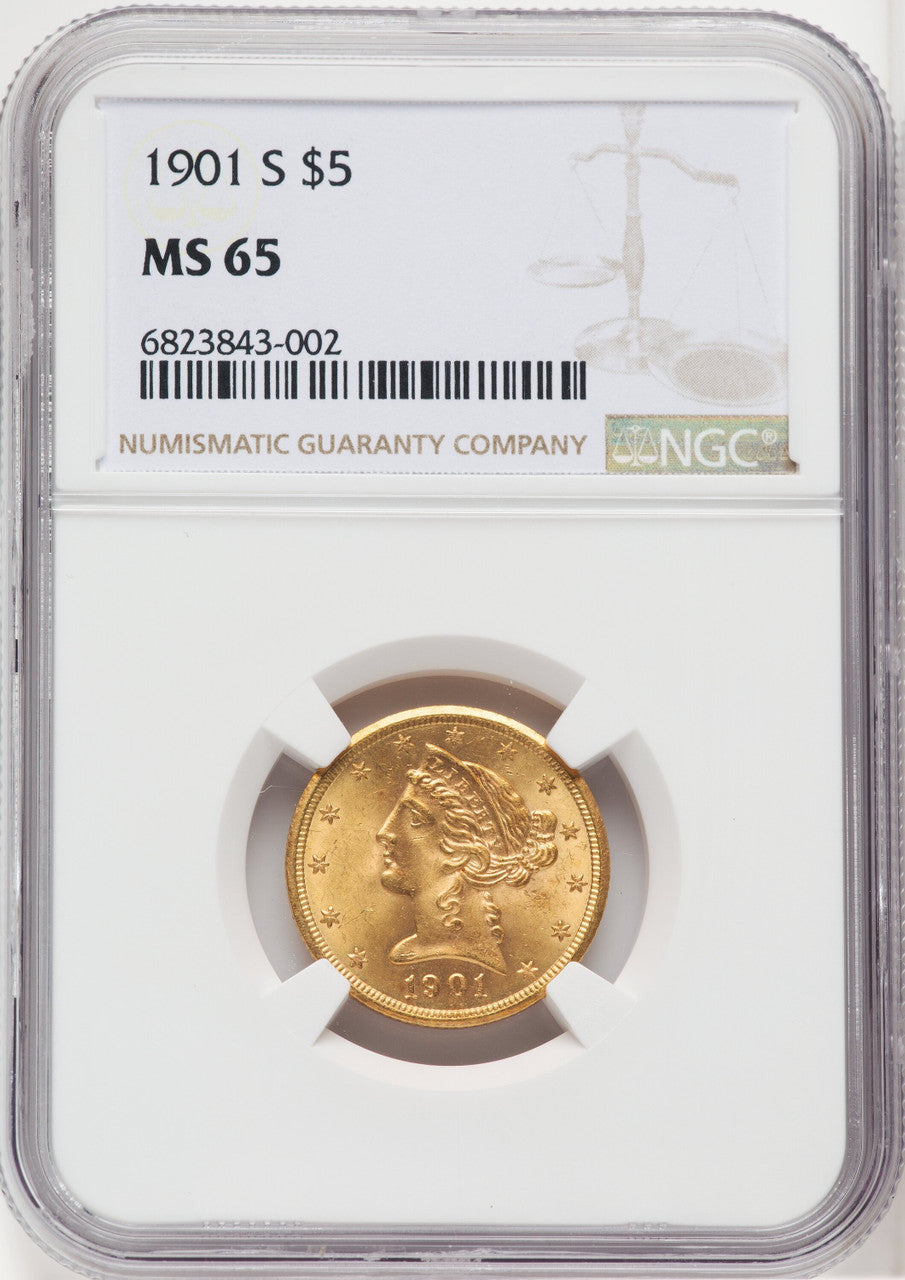 1901-S $5 Liberty Half Eagle NGC MS65 (763101003)