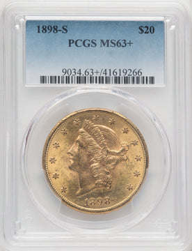 1898-S $20 Liberty Double Eagle PCGS MS63+