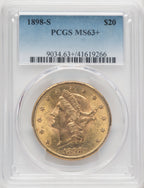 1898-S $20 Liberty Double Eagle PCGS MS63+