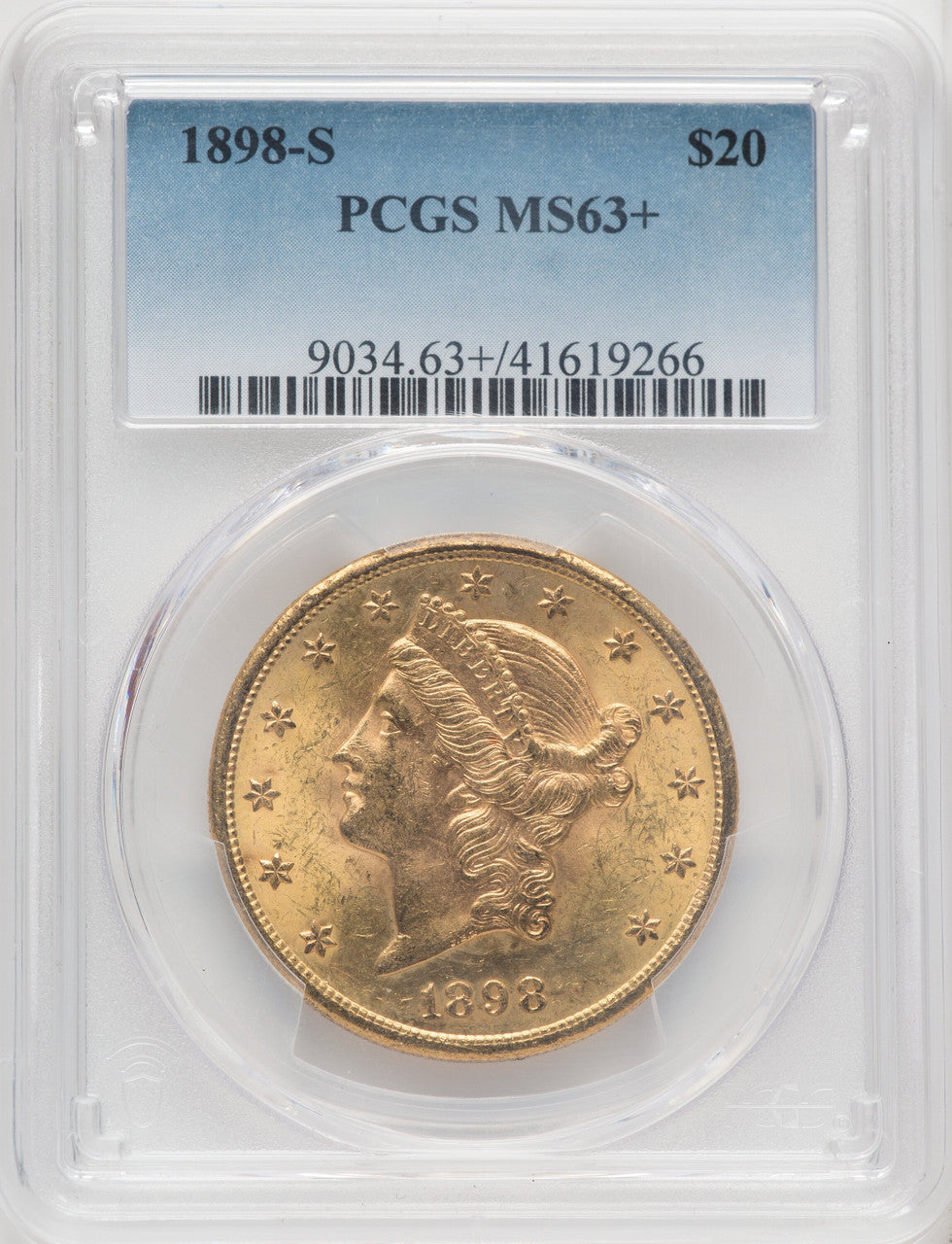 1898-S $20 Liberty Double Eagle PCGS MS63+