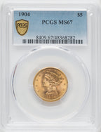 1904 $5 Liberty Half Eagle PCGS MS67