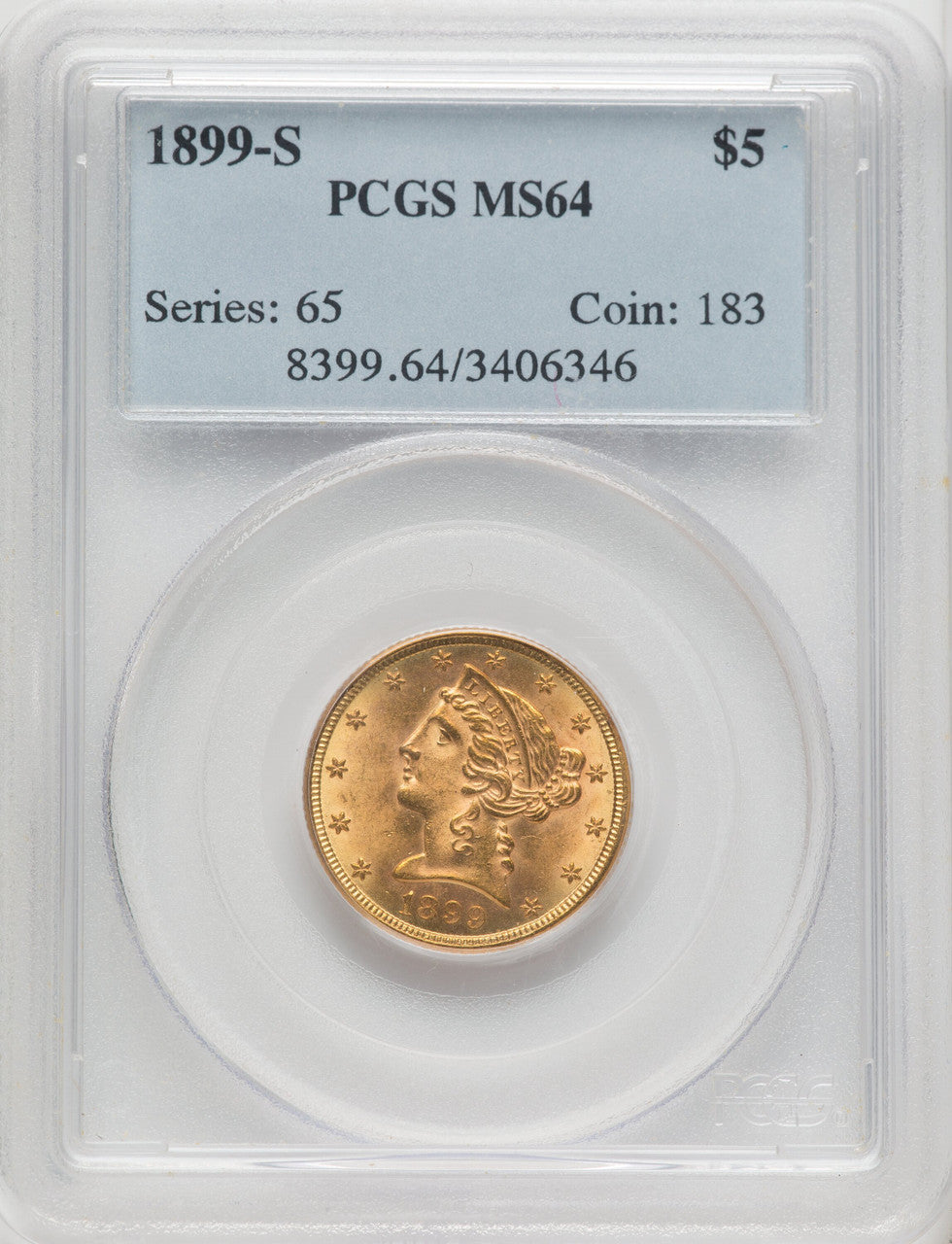 1899-S $5 Liberty Half Eagle PCGS MS64