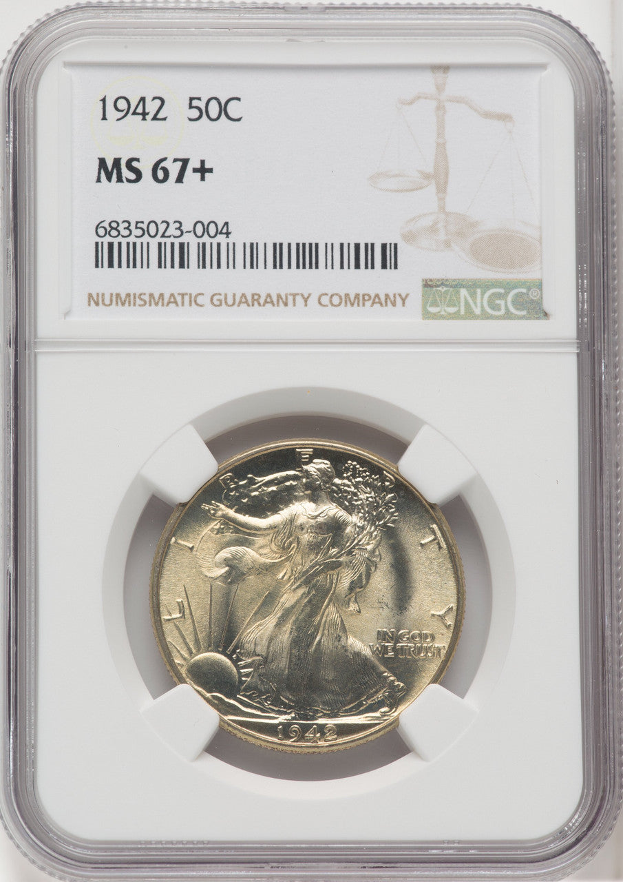 1942 50C Walking Liberty Half Dollar NGC MS67+