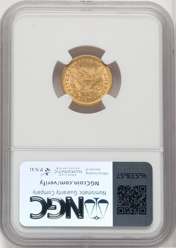 1873 $2.50 Closed 3 Liberty Quarter Eagle NGC MS65