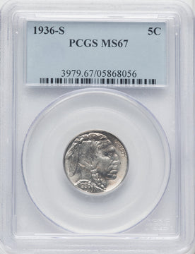 1936-S 5C Buffalo Nickel PCGS MS67