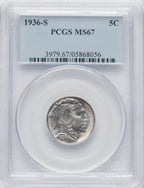 1936-S 5C Buffalo Nickel PCGS MS67
