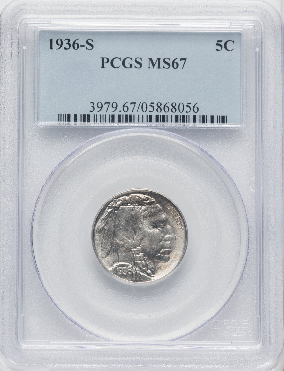 1936-S 5C Buffalo Nickel PCGS MS67