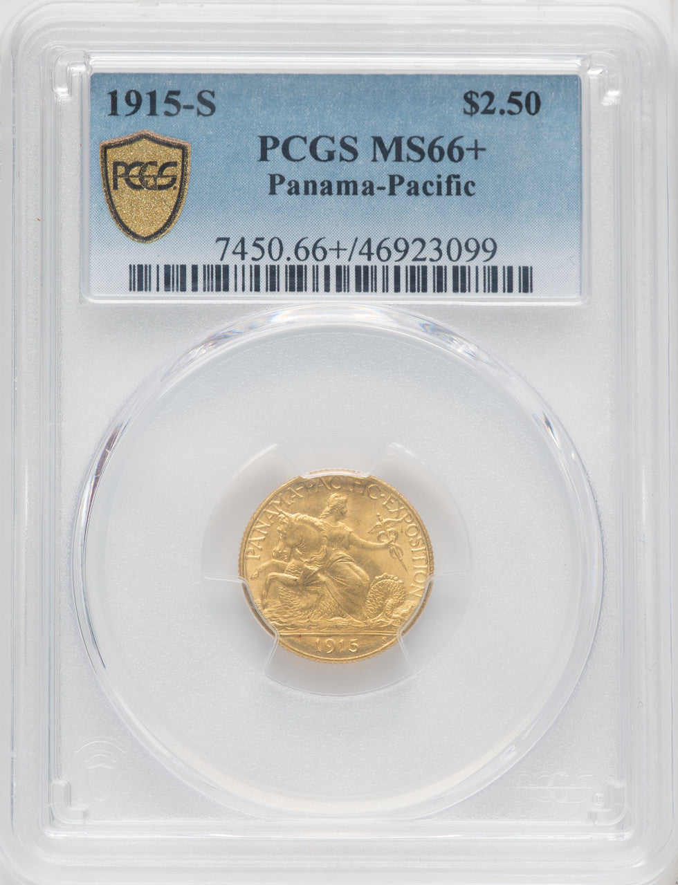 1915-S $2.50 Panama-Pacific Quarter Eagle Commemorative Gold PCGS MS66+