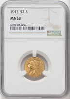 1912 $2.50 Indian Quarter Eagle NGC MS63
