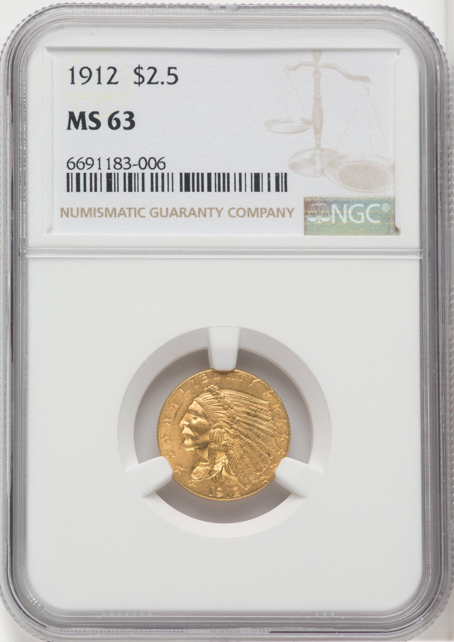 1912 $2.50 Indian Quarter Eagle NGC MS63