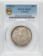 1939-S 50C Arkansas Commemorative Silver PCGS MS67