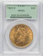 1907-D $20 Liberty Double Eagle PCGS MS63