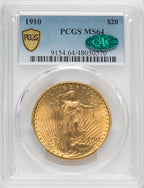 1910 $20 CAC Saint-Gaudens Double Eagle PCGS MS64