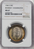 1946-S 50C Booker T. Washington Commemorative Silver NGC MS67