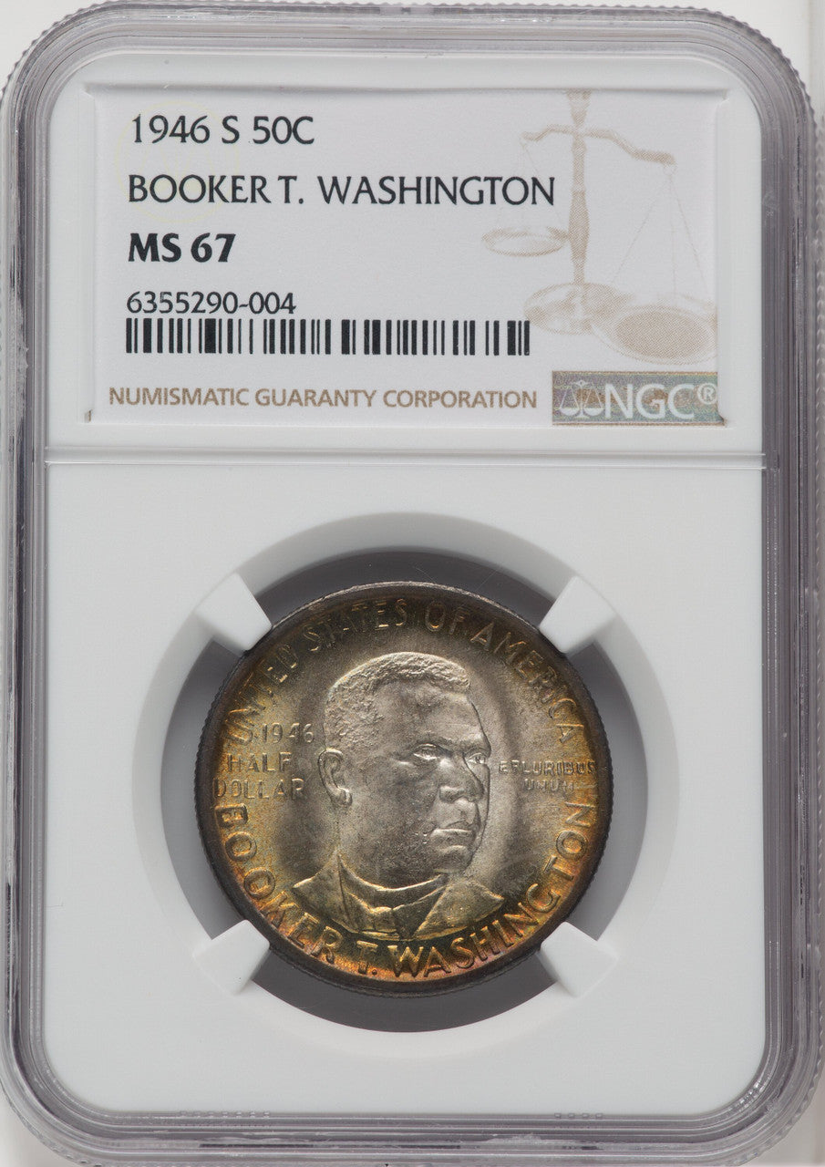 1946-S 50C Booker T. Washington Commemorative Silver NGC MS67