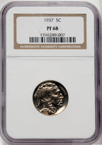 1937 5C Proof Buffalo Nickel NGC PR68