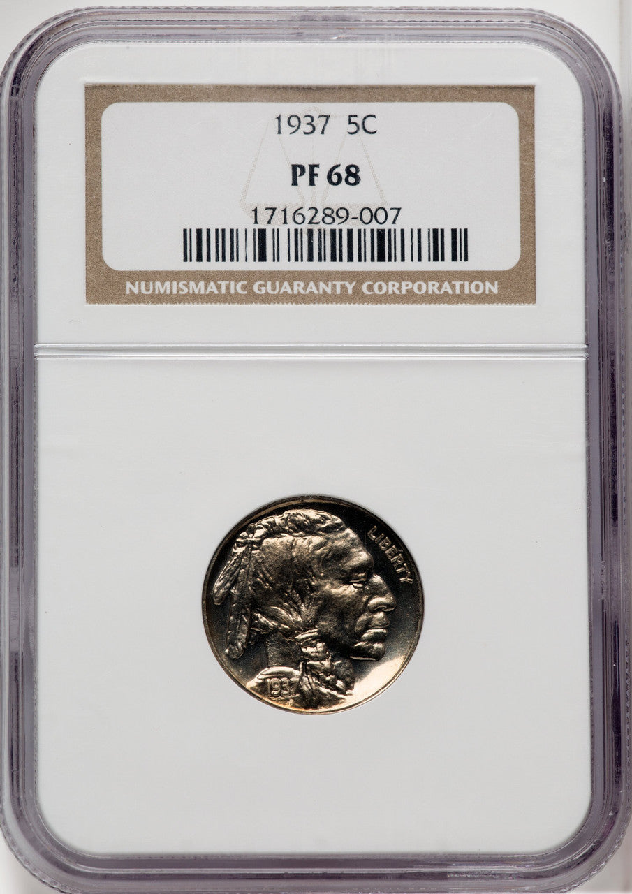 1937 5C Proof Buffalo Nickel NGC PR68