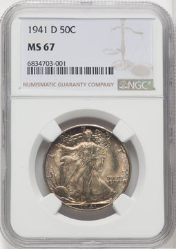 1941-D 50C Walking Liberty Half Dollar NGC MS67 (763579005)