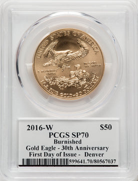 2016-W $50 One-Ounce Gold Eagle Denver PCGS SP70