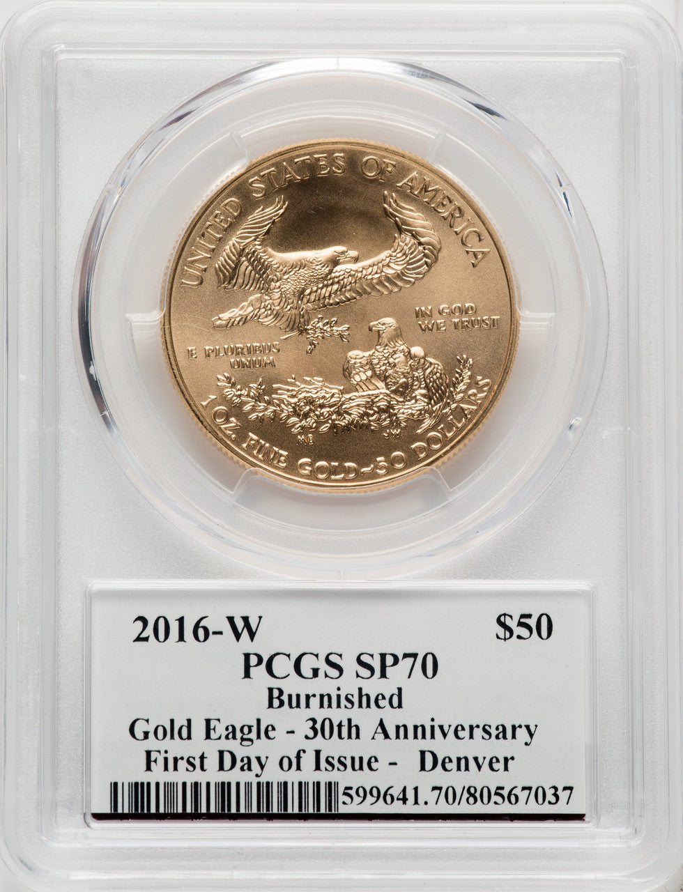 2016-W $50 One-Ounce Gold Eagle Denver PCGS SP70