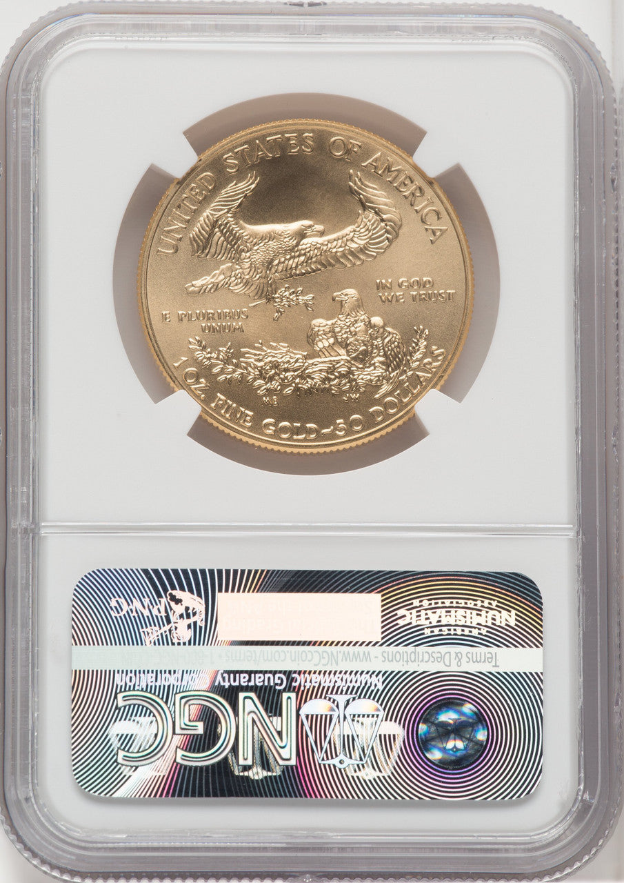 2016-W $50 One-Ounce Gold Eagle First Strike 30th Anniversary ER Blue NGC MS70